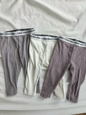 Calvin Klein Kids Leggings 3-Pack - White and Taupe Variations